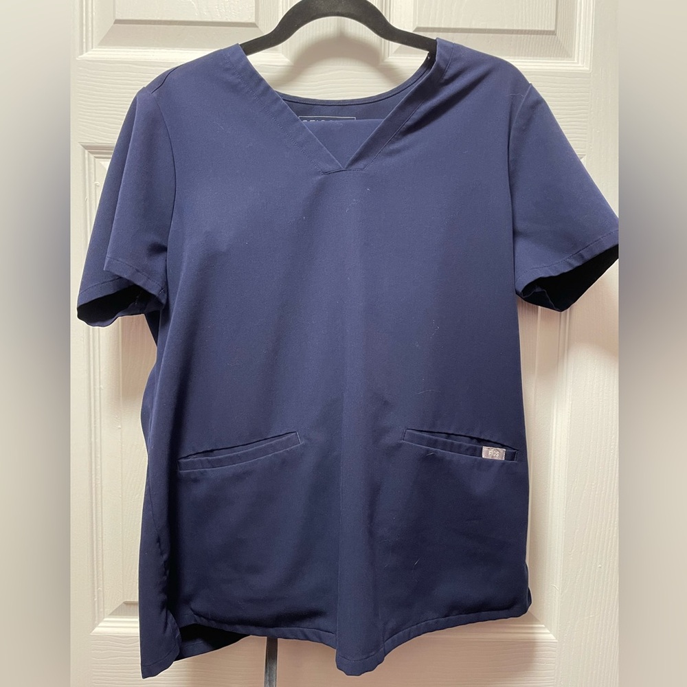 Navy Blue Figs Scrub Top